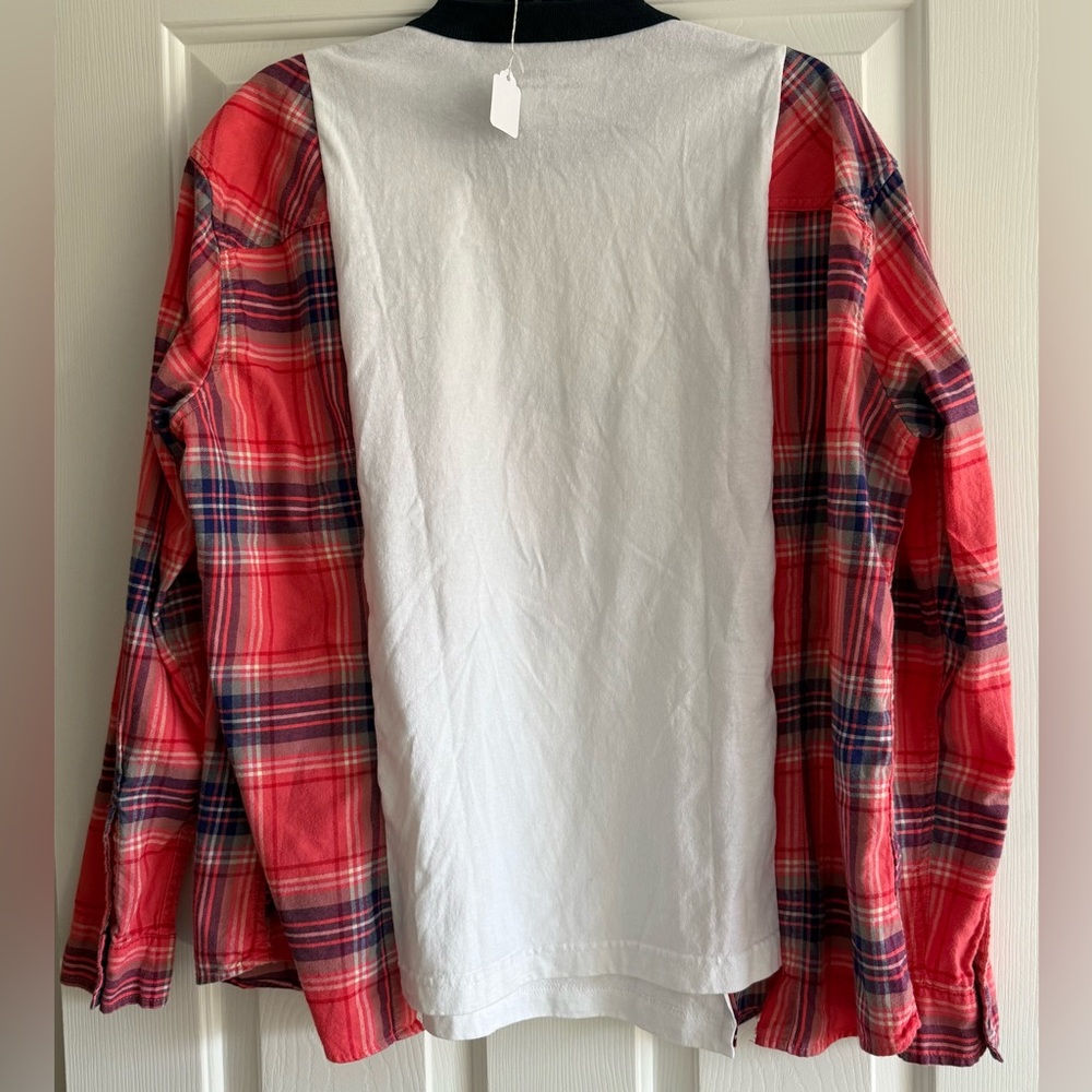Custom Upcycled Mickey Mouse Disneyland Flannel Pullover Graphic Shirt OSFM OOAK - Picture 4 of 5